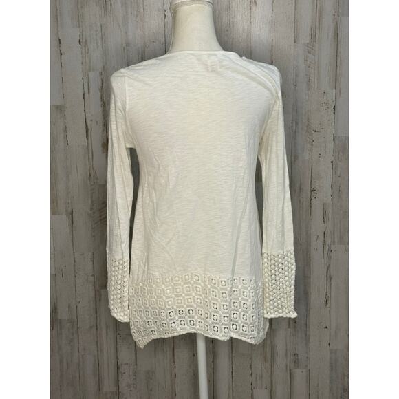 Sundance Women's Ivory Crochet Detail Henley Tunic Blouse Size Small - Picture 3 of 6